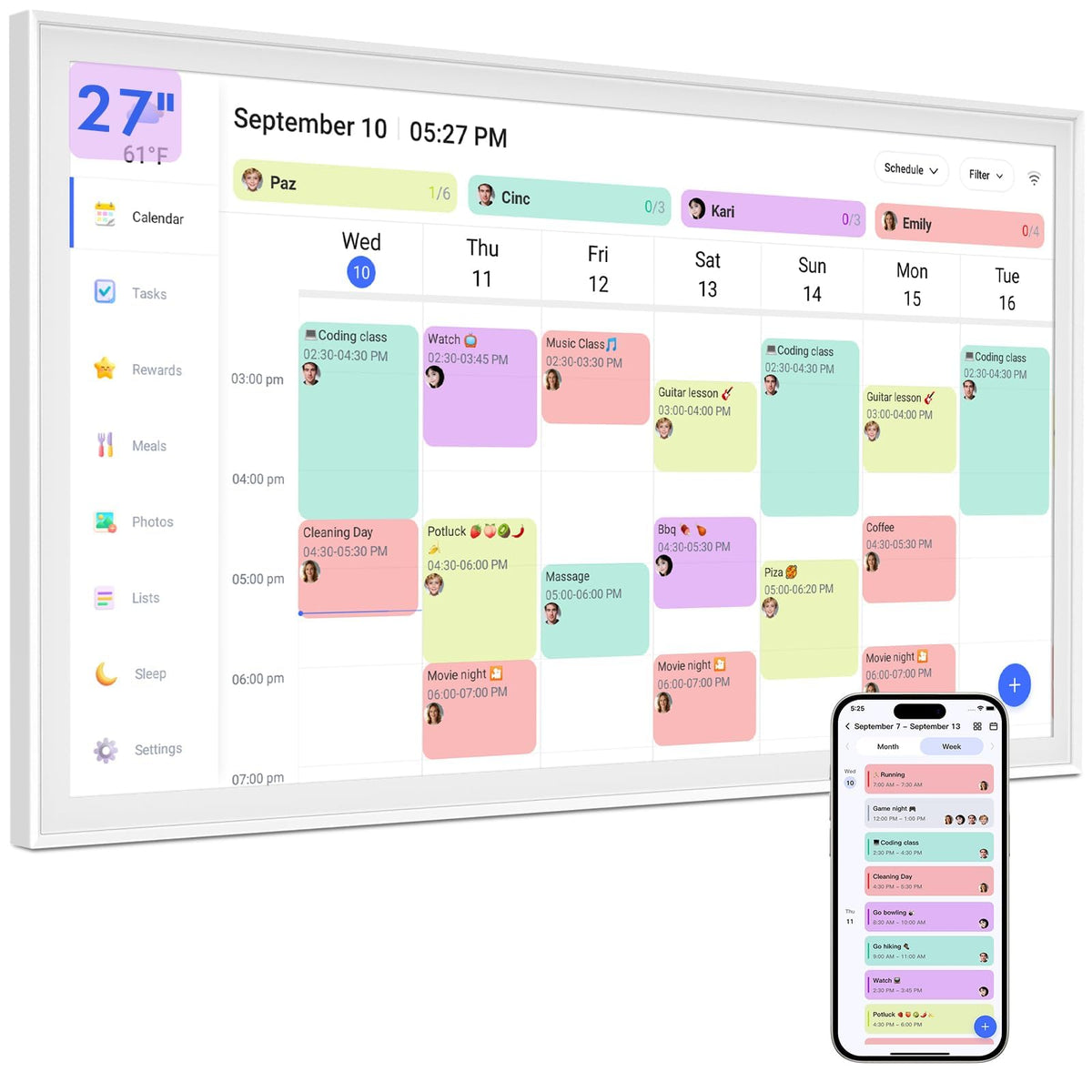 Digital Calendar Smart Chore Planner Display
