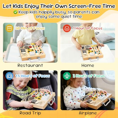 Wooden Busy Board LED Sensory Activity Toy