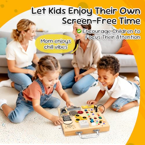 Wooden Busy Board LED Sensory Activity Toy
