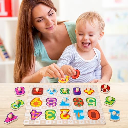 Wooden Toddler Puzzles Alphabet Number Set