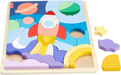 42-Piece Wooden Space Puzzle & Stacking Blocks