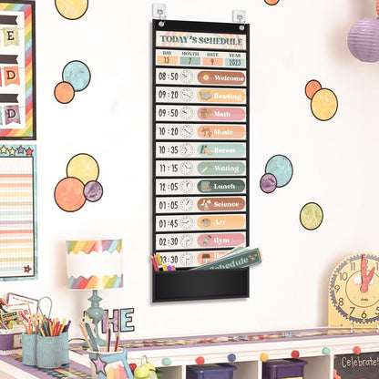 Godery Boho Daily Schedule Pocket Chart Set
