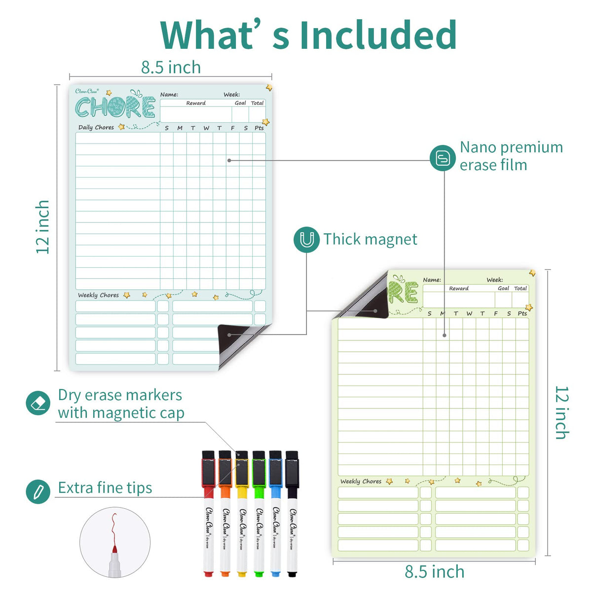 Magnetic Dry Erase Chore Chart Board