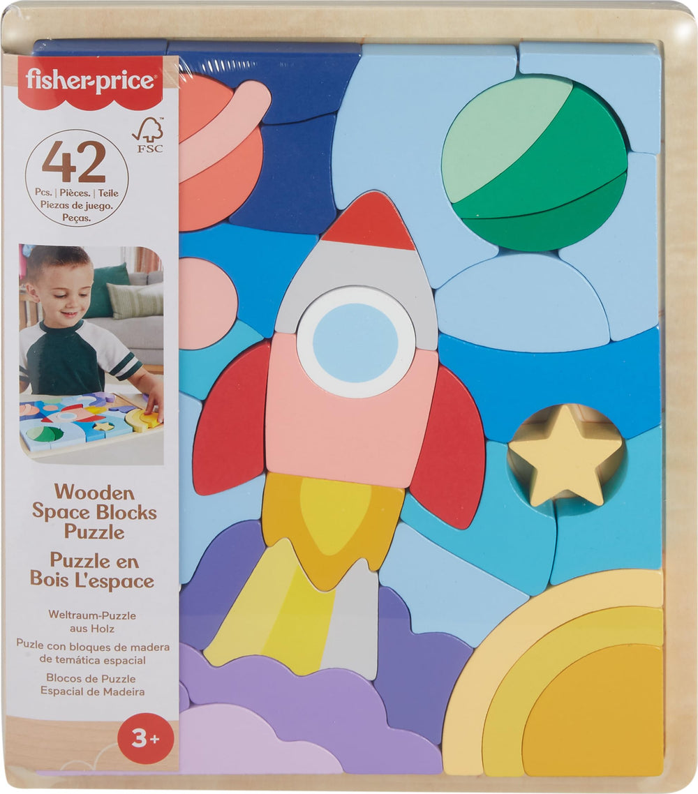 42-Piece Wooden Space Puzzle & Stacking Blocks