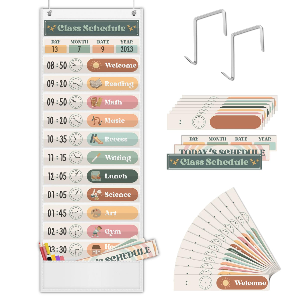 Godery Boho Daily Schedule Pocket Chart Set