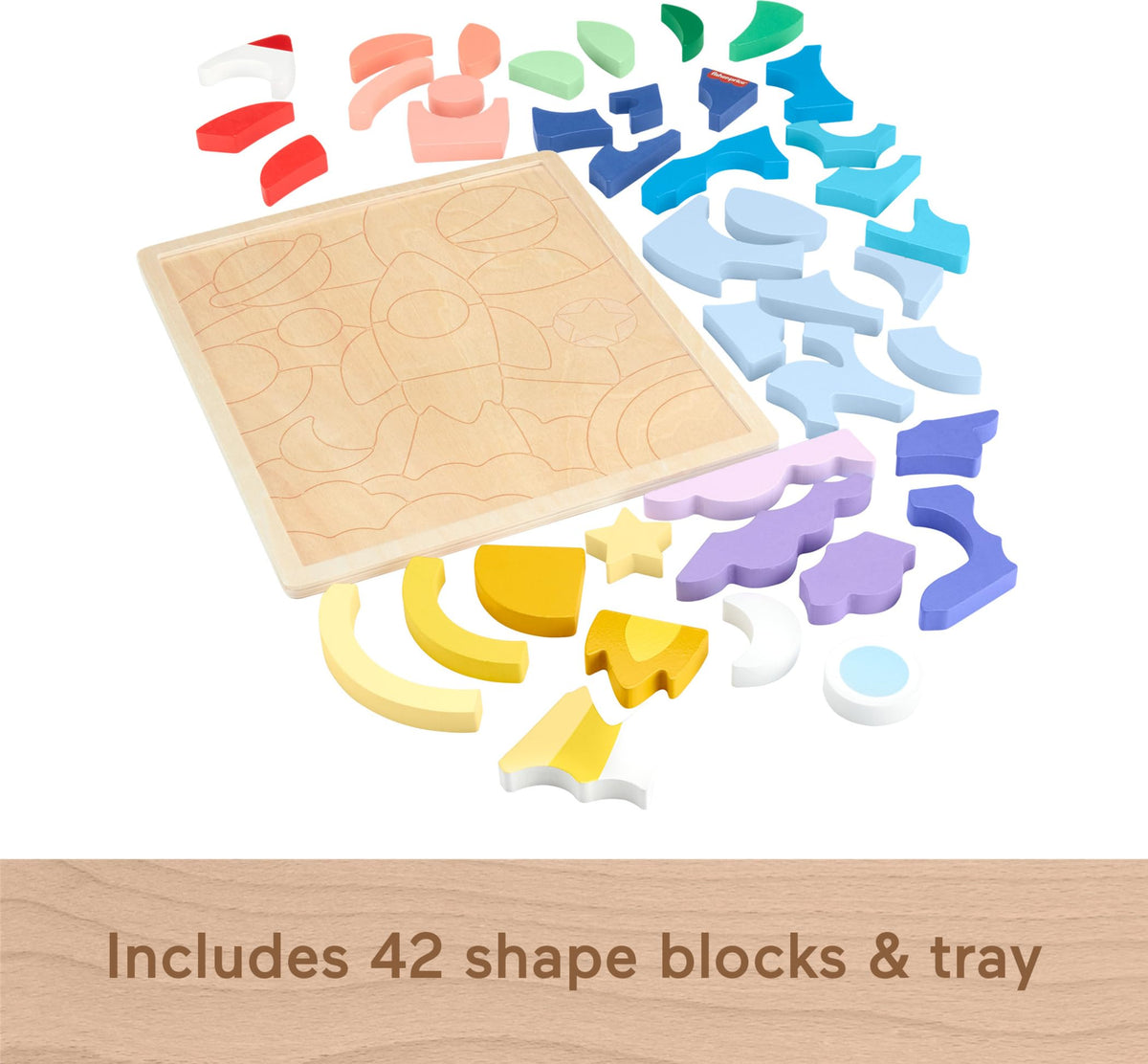 42-Piece Wooden Space Puzzle & Stacking Blocks