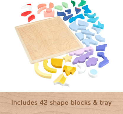 42-Piece Wooden Space Puzzle & Stacking Blocks