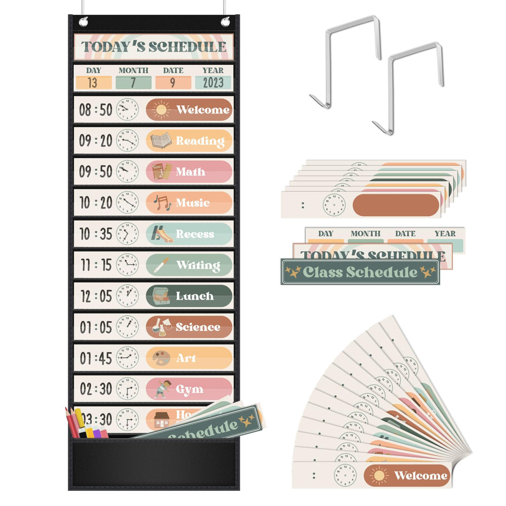 Godery Boho Daily Schedule Pocket Chart Set