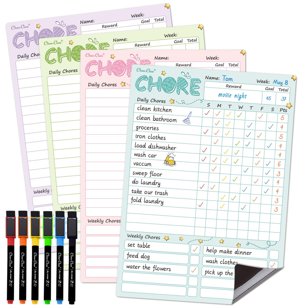 Magnetic Dry Erase Chore Chart Board