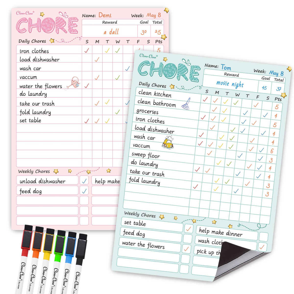 Magnetic Dry Erase Chore Chart Board