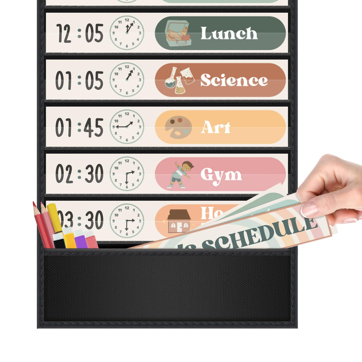 Godery Boho Daily Schedule Pocket Chart Set