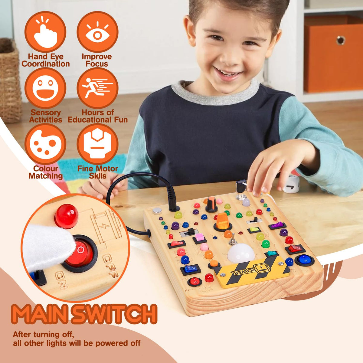 LED Light Switch Busy Board Montessori Toy