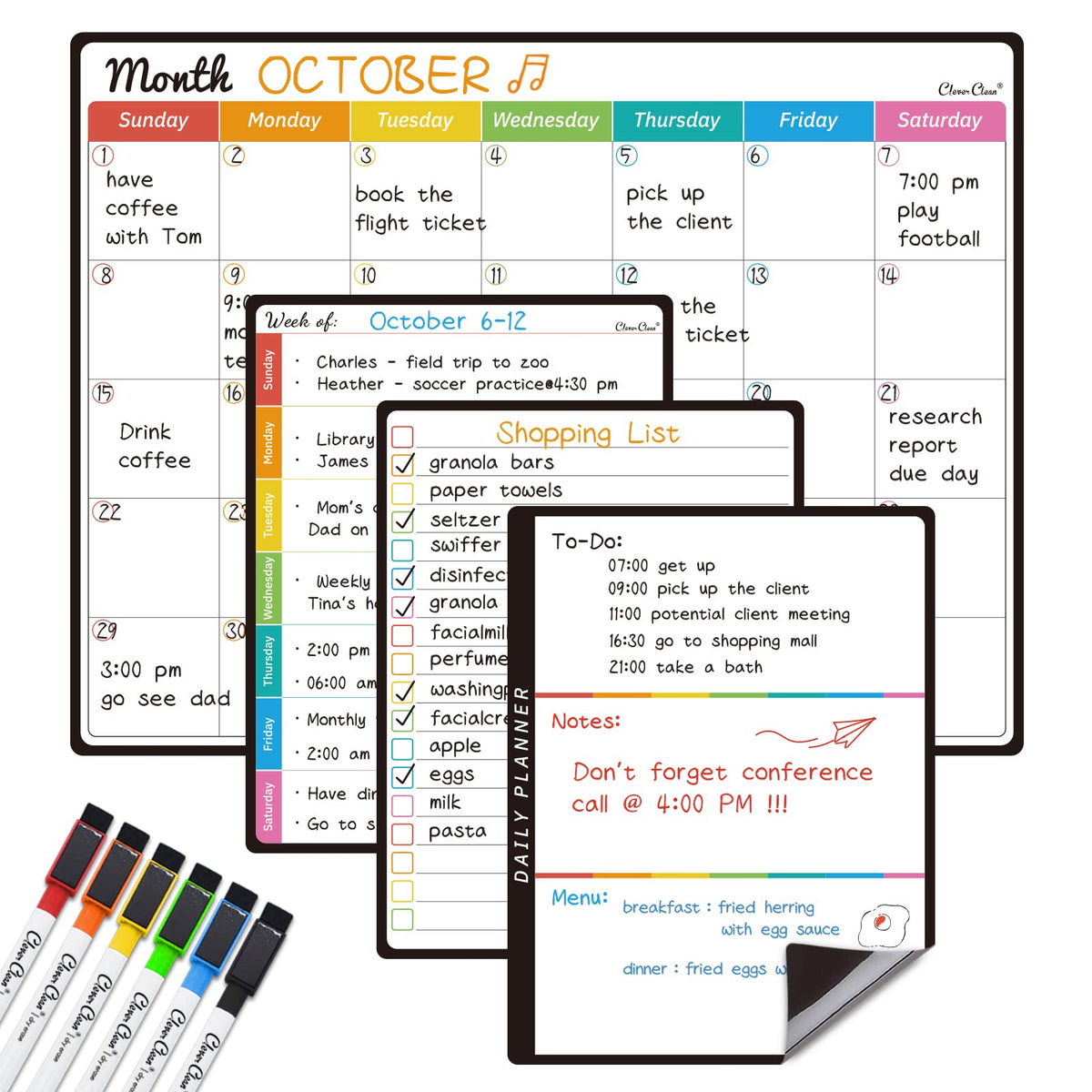 Magnetic Dry Erase Calendar Whiteboard Set