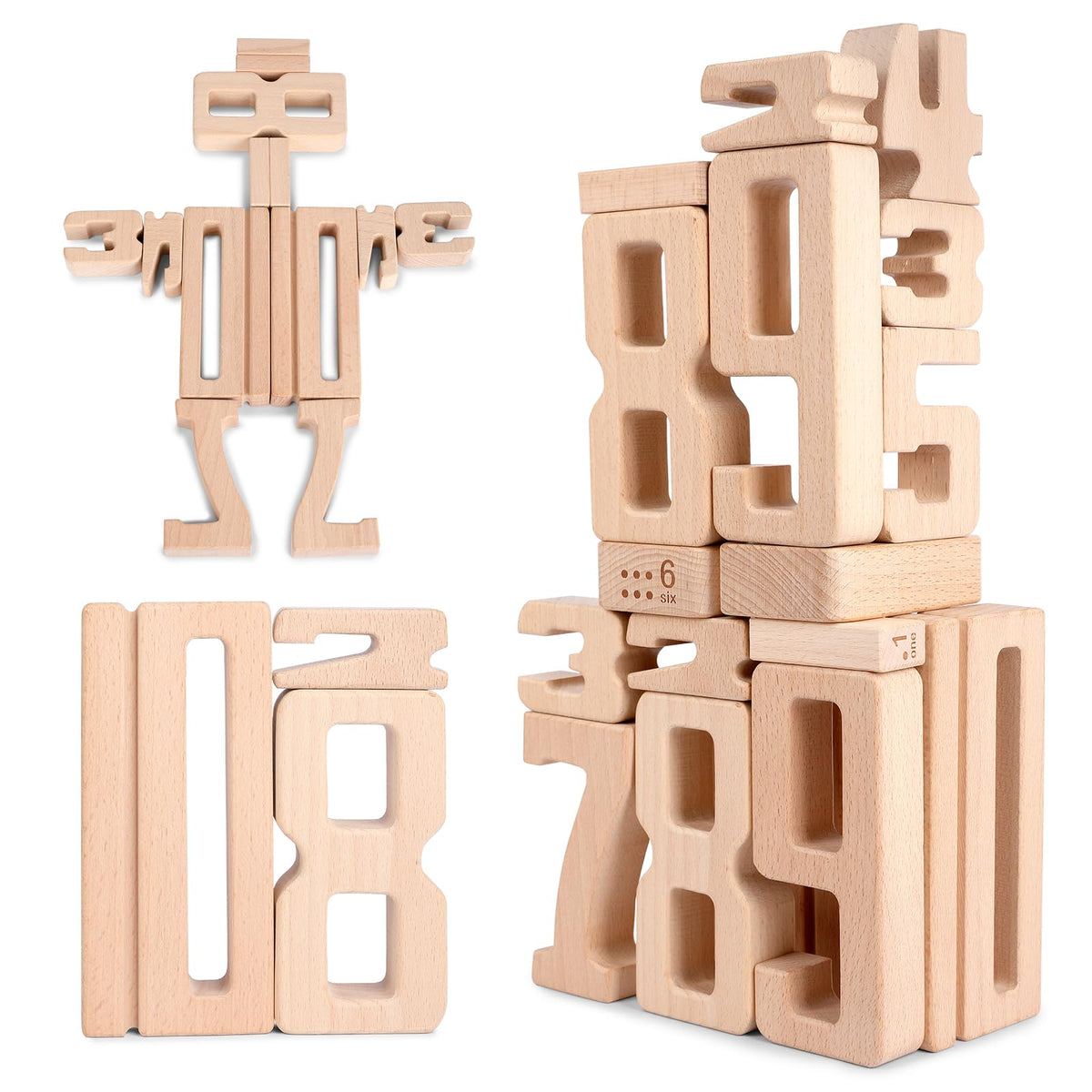 Wooden Number Building Blocks 1-10