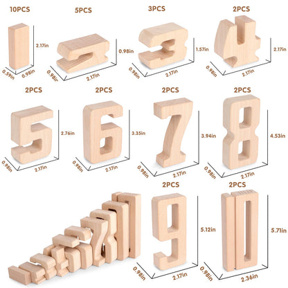 Wooden Number Building Blocks 1-10