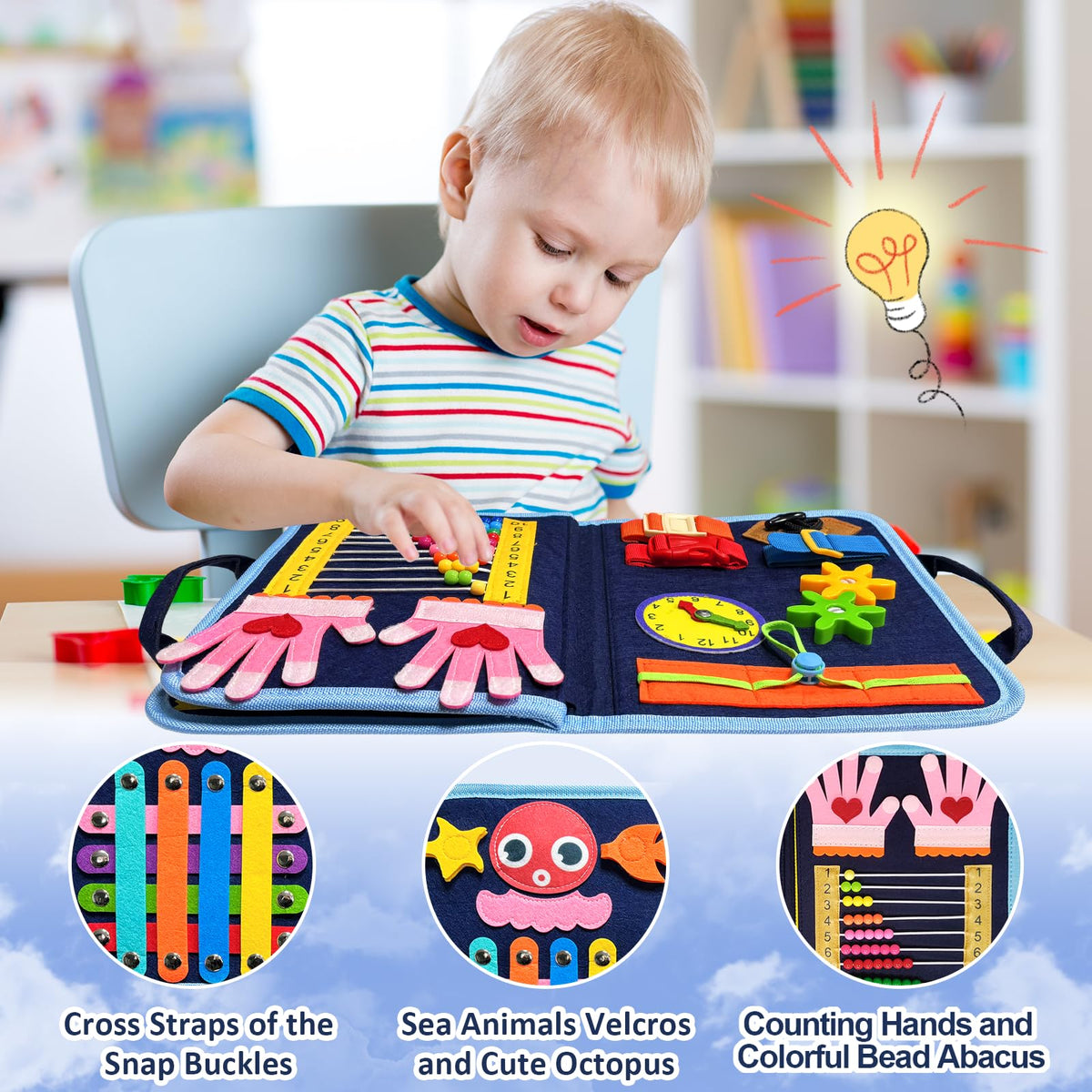 Montessori Busy Board Toddler Activity Toy