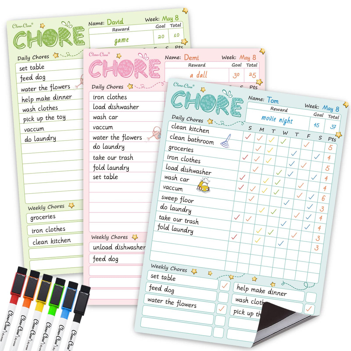 Magnetic Dry Erase Chore Chart Board