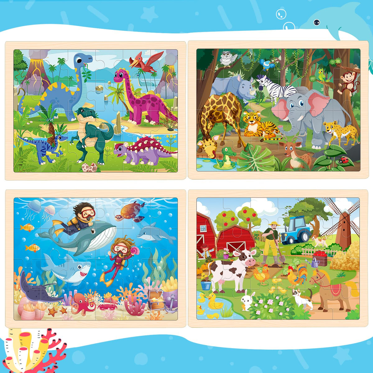 Wooden Preschool Jigsaw Puzzle Set