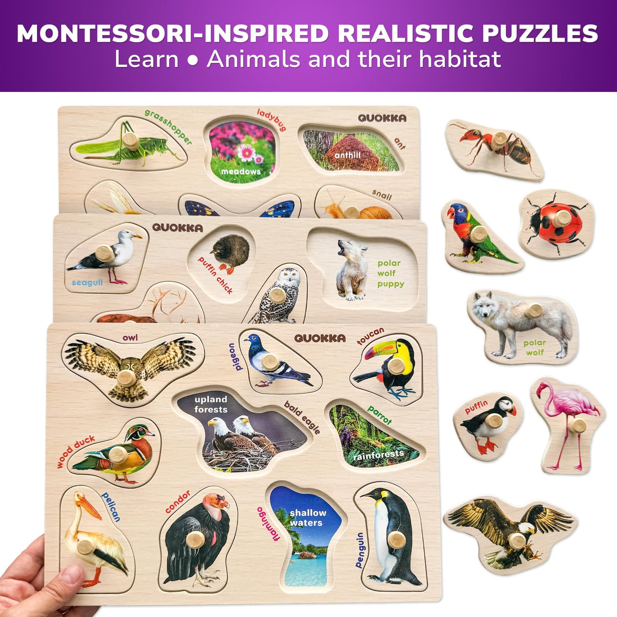 QUOKKA Wooden Puzzles for Toddlers 1-3
