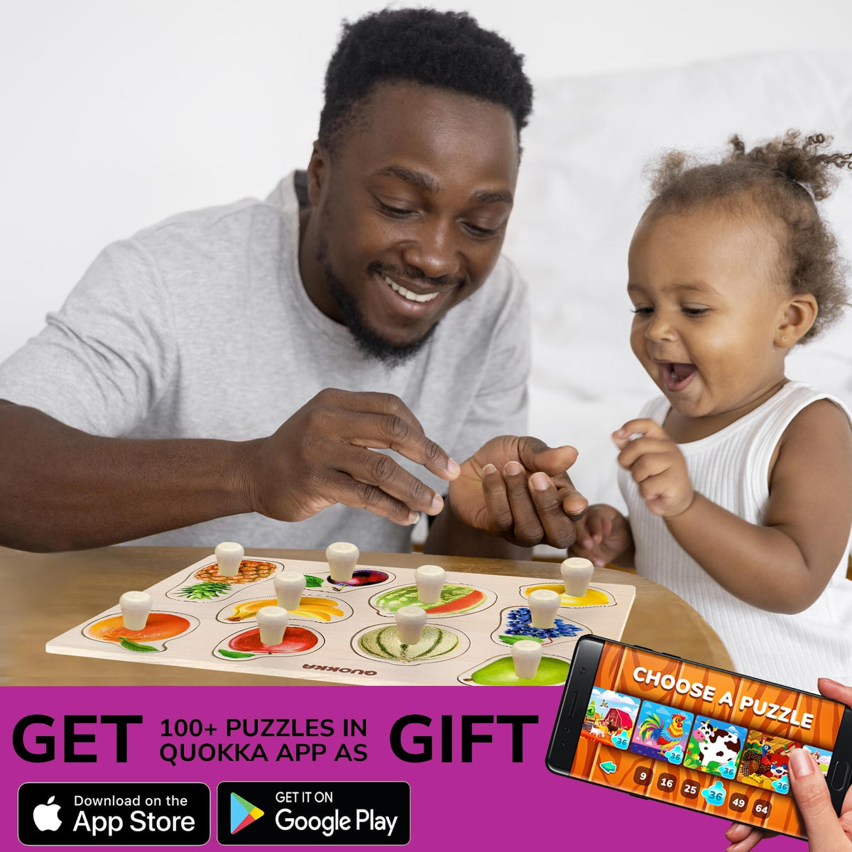 QUOKKA Wooden Puzzles for Toddlers 1-3