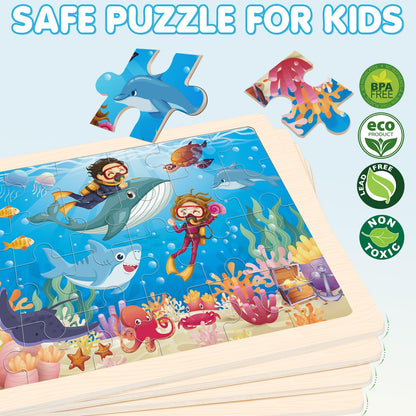 Wooden Preschool Jigsaw Puzzle Set