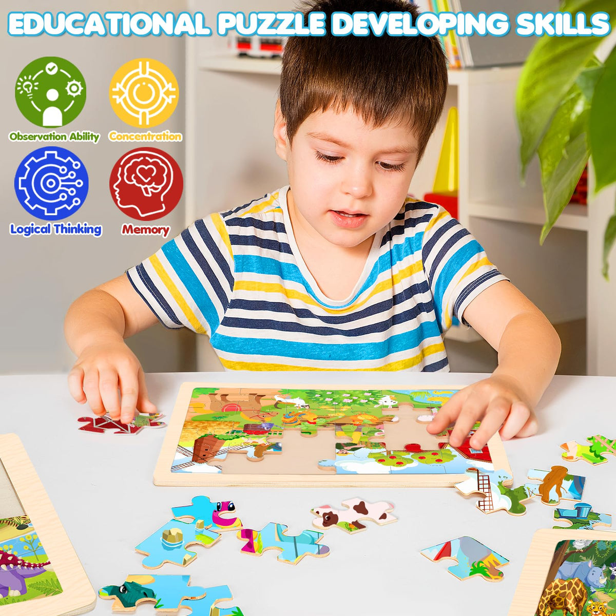 Wooden Preschool Jigsaw Puzzle Set