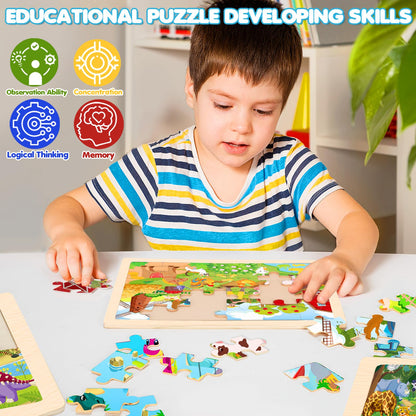Wooden Preschool Jigsaw Puzzle Set