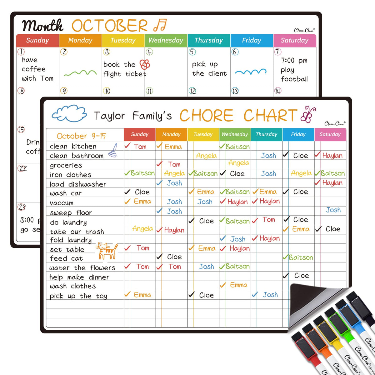 Magnetic Dry Erase Calendar Whiteboard Set