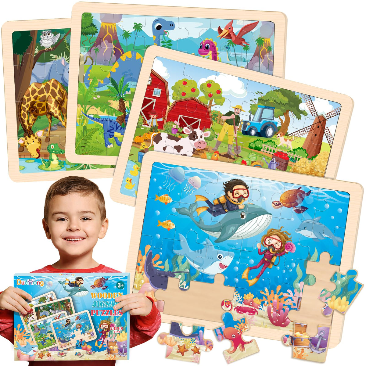 Wooden Preschool Jigsaw Puzzle Set