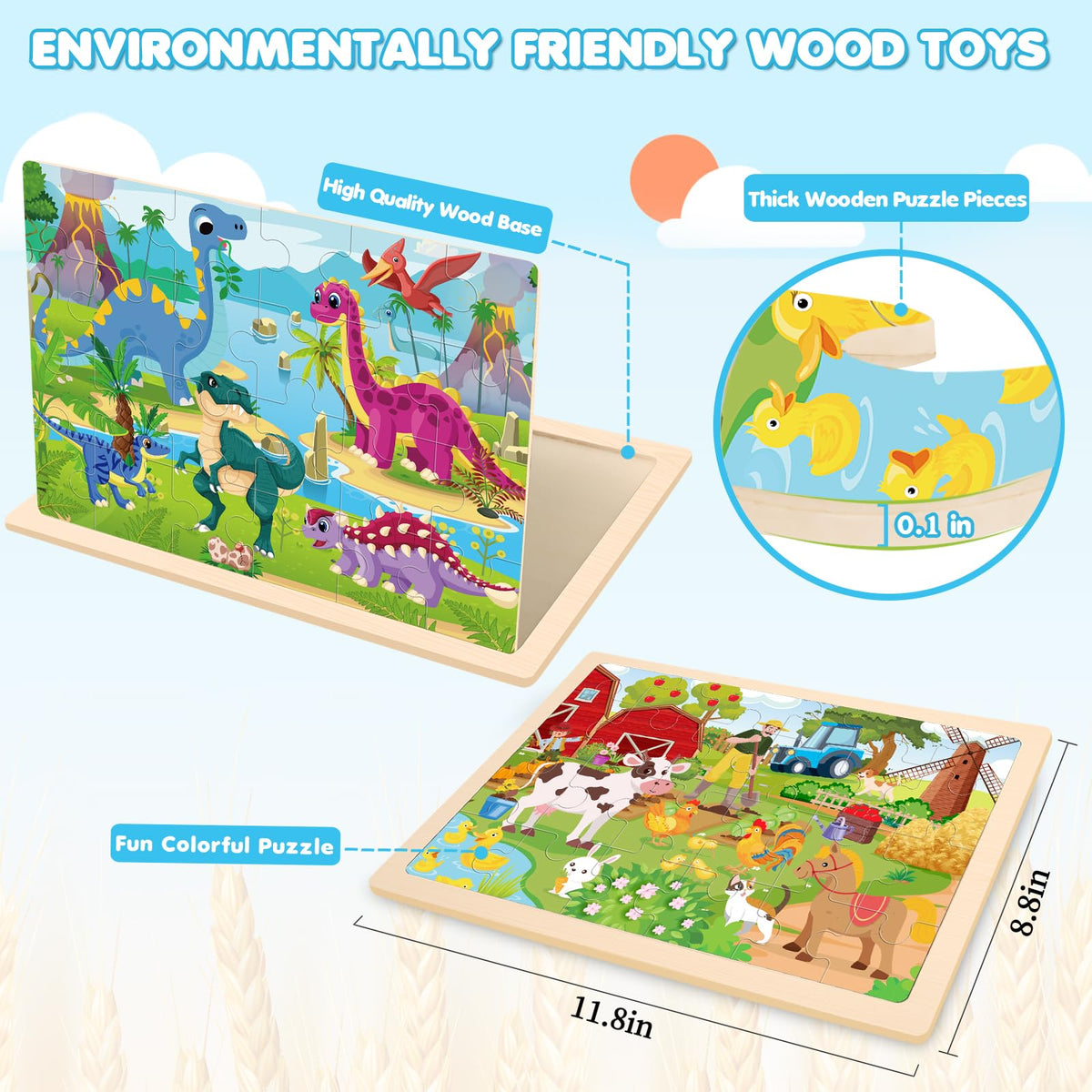Wooden Preschool Jigsaw Puzzle Set