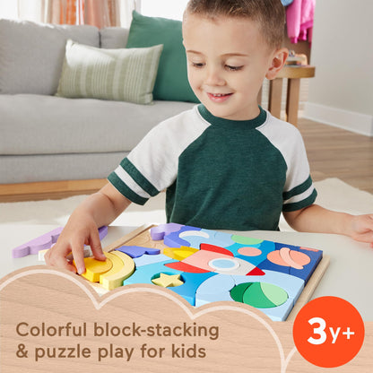 42-Piece Wooden Space Puzzle & Stacking Blocks