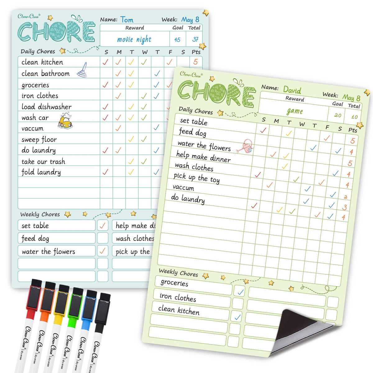 Magnetic Dry Erase Chore Chart Board