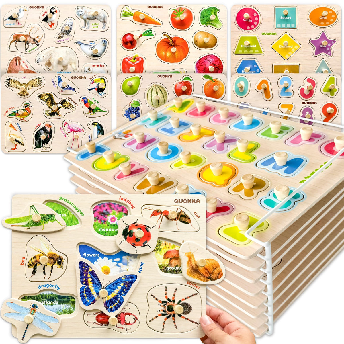 QUOKKA Wooden Puzzles for Toddlers 1-3